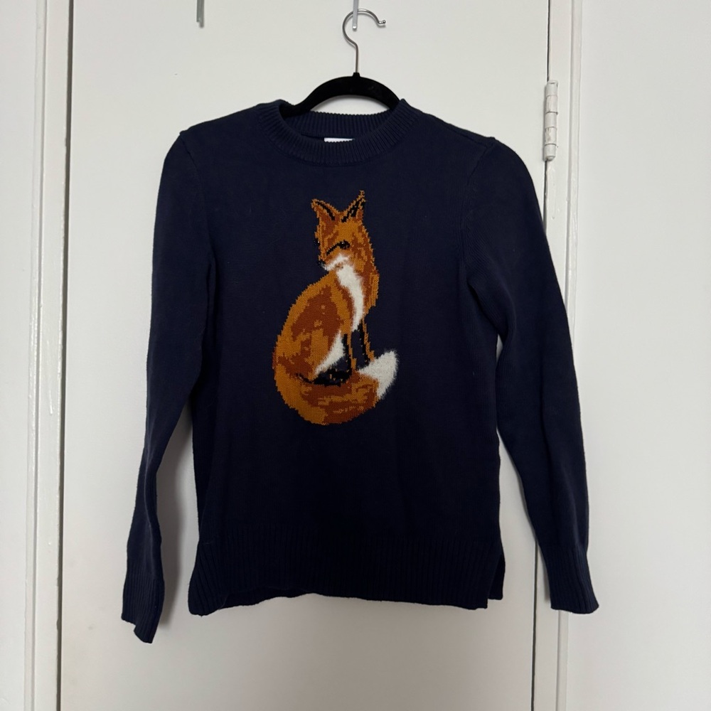 Navy Sweater with Fox Design